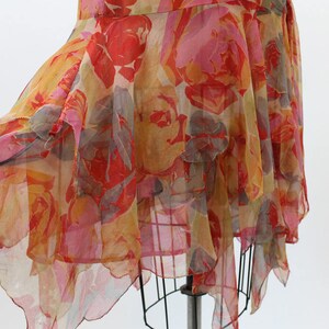 1920s rose print silk dress small medium vintage 20s handkerchief hem image 3