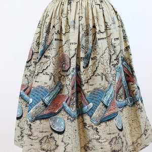 1950s MAP PRINT cartography skirt xxs new spring summer image 2