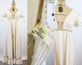 EARLY 1970s Gunne Sax CORSET SLEEVES maxi dress xs | new spring summer