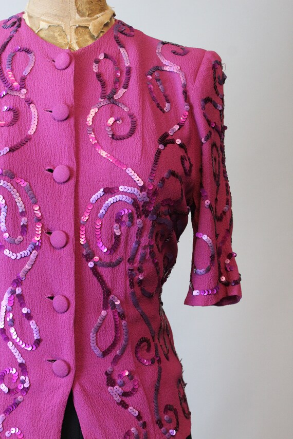 1940s RASPBERRY sequin blouse small | new fall wi… - image 5