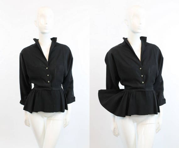 1940s peplum jacket | rayon faille vintage top | s
