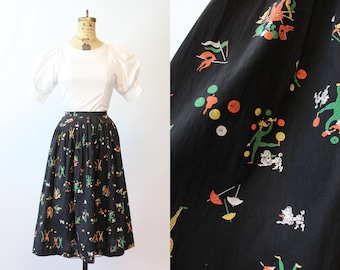 1950s CIRCUS poodle novelty print skirt medium | new spring summer