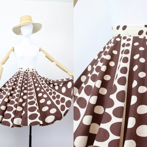 1950s op art circle print skirt  | novelty print cotton skirt | xxs