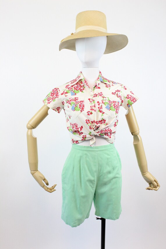 1950s mint cotton shorts xs | vintage bradley sho… - image 2