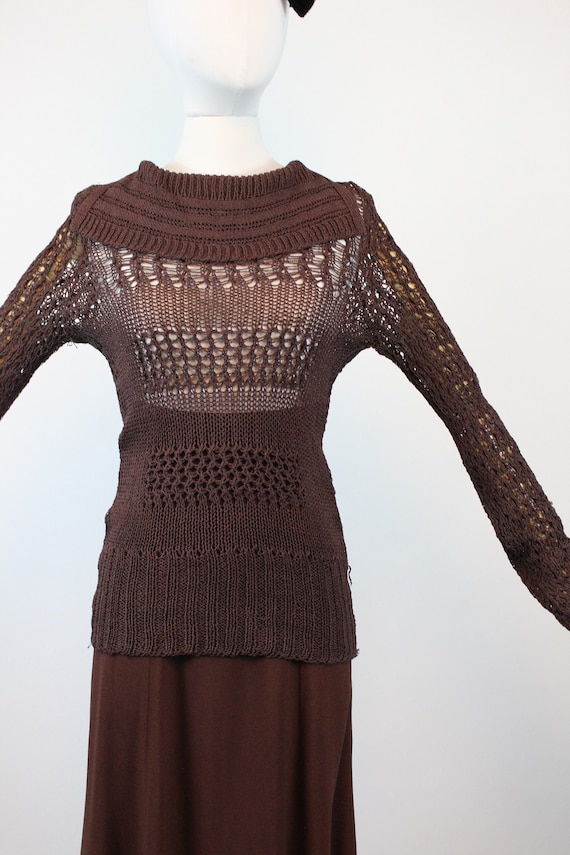 1930s RAYON KNIT spiderweb sweater top small medi… - image 3