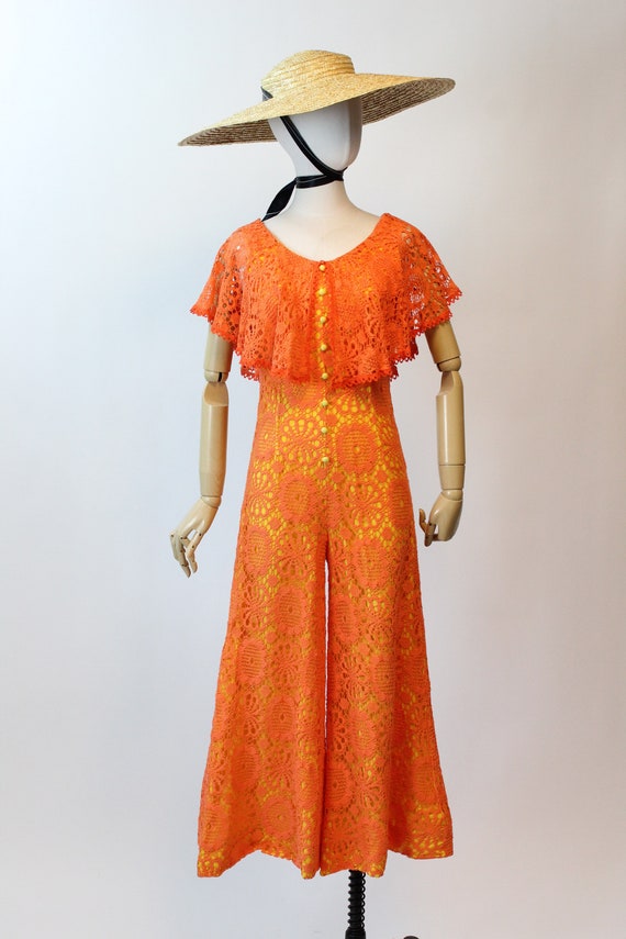 *SALE* Perfect Purple 1970s Gauzy Crochet Jumpsuit