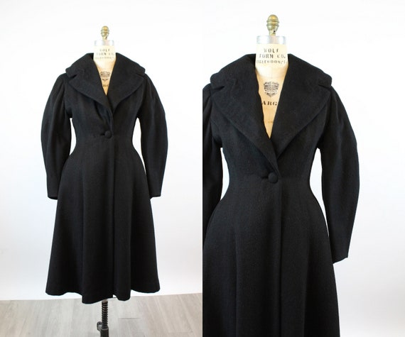 1950s wool PRINCESS coat medium BALLOON sleeves |
