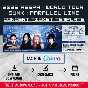 2024-25 aespa Live Tour - SYNK: PARALLEL LINE Canva Vorlage Digitaler Download Druckbare Bearbeitbare Andenken Kpop Fandom Konzert Souvenir