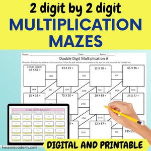 2 digit by 2 digit Multiplication Mazes (A)