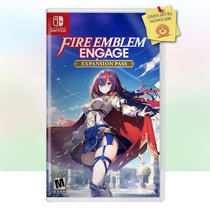 Puede incluir: Una caja de juego de video para Nintendo Switch con un personaje femenino de cabello rojo y un atuendo azul y rojo. El juego se llama "Fire Emblem Engage: Expansion Pass".