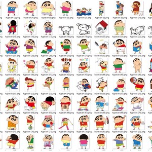 130 Crayon Shin-chan PNGv Pack | Funny Anime Clipart | Shinchan Digital Download | Kawaii Cartoon Anime PNGs for Sublimation & Crafts