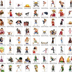 220+ One Piece PNG Bundle / Anime Luffy Zoro Nami Chopper Sanji Clipart trasparenti / Manga Download digitale per sublimazione, merchandising