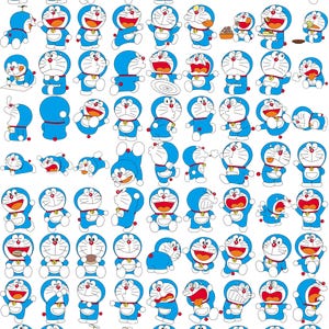 500 AI CDR PNG Doraemon & Friends groot formaat digitaal stickerpakket, stickers voor Goodnotes, digitale planner Journal, kawaii-esthetische clipart