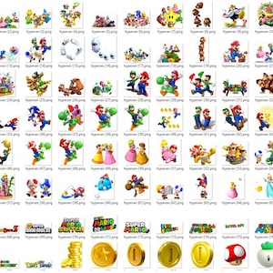 527 Super M.ario PNG Mega Pack | M.ario L.uigi Y.oshi P.each T.oad Digital Clipart | Niedliche Gamer Sticker für Scrapbook & Bastelarbeiten