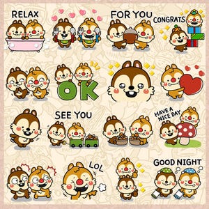 40 GIF PNG C.hip und D.ale Sticker – Niedliche animierte Eichhörnchen Digitale Aufkleber für Planer, Scrapbook, Chat, Kawaii Clipart und Emoji