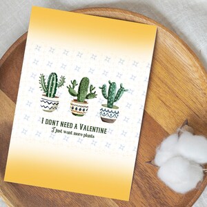 CACTUS ANTI VALENTINES - cartão anti-namorados - presente para amantes de plantas - cartão divertido de dia dos namorados - cartão postal anti-namorados para amantes de cactos para impressão