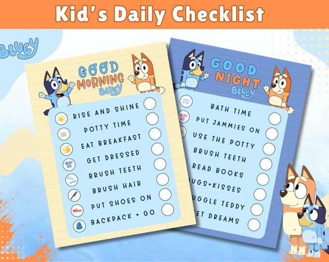 Bluey Daily Routine Chart for Kids Chore Chart Reward Chart Daily ...