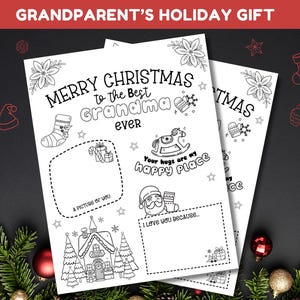 Tarjeta para colorear imprimible de vacaciones para abuelos, tarjeta navideña para abuela, feliz navidad para abuela, tarjeta navideña para colorear imprimible para abuelos