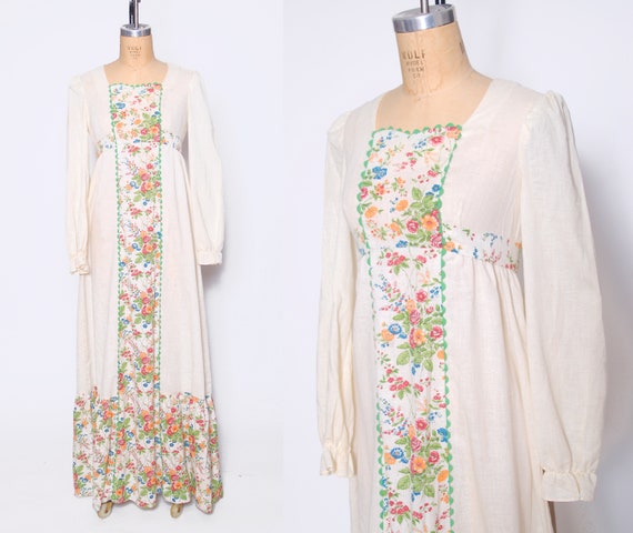 Vintage 70s prairie dress / boho wedding dress / h