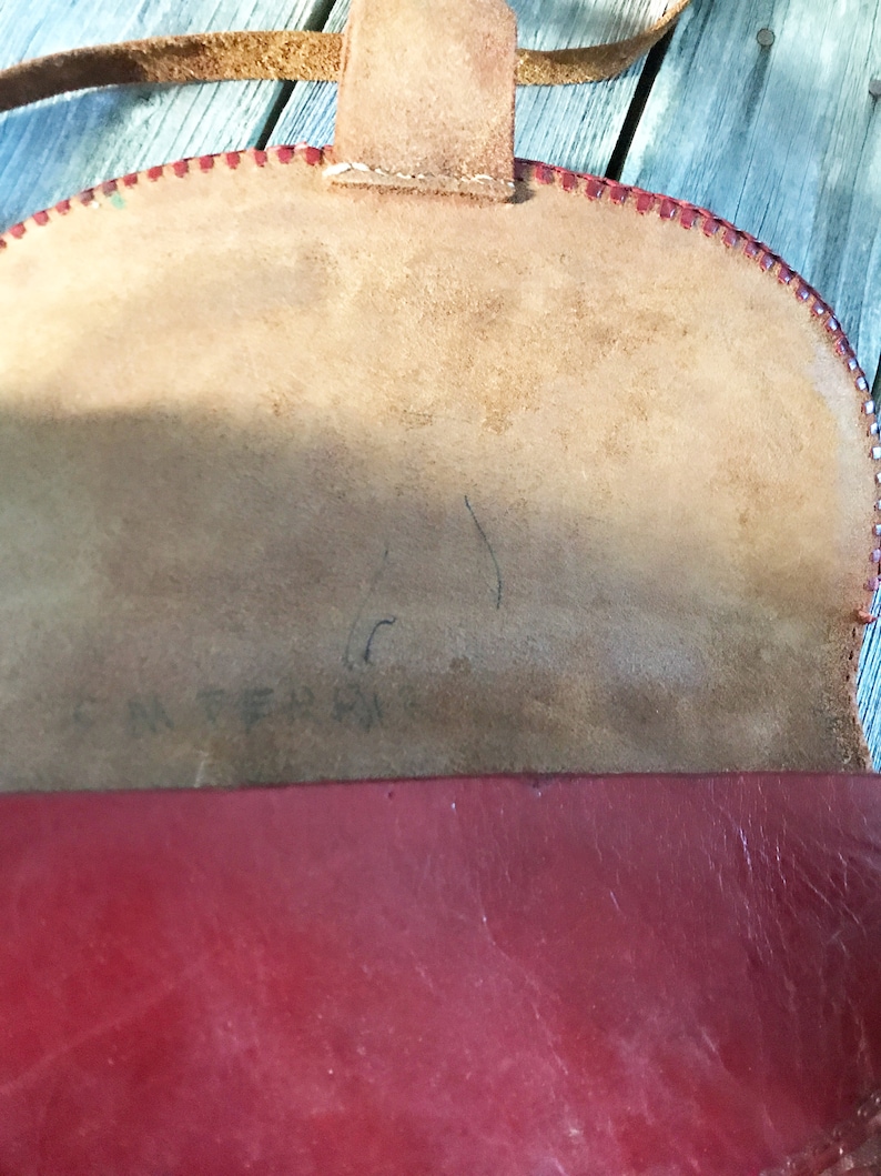 Vintage 70s TOOLED LEATHER Bag 1970s Leather Handbag Hippie Purse RUST Leather Handbag Boho Leather Bag Artisan Handbag
