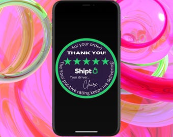 Shipt - Pegatina de agradecimiento, descarga digital personalizada, pegatina redonda imprimible para repartidores, texto de agradecimiento para clientes