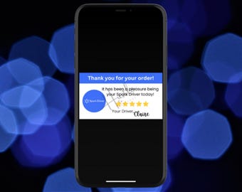 Customizable Spark Driver Thank You Business Card, 5-Star Rating (Digital Download)