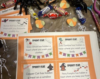 Tarjetas de búsqueda del tesoro de Halloween