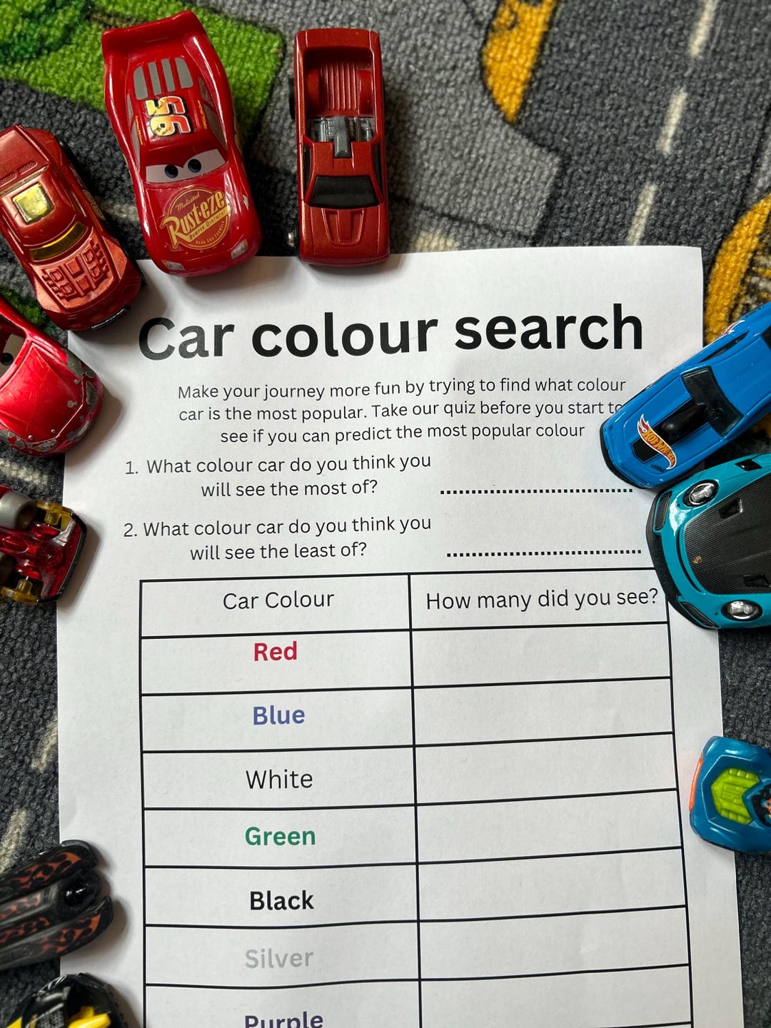 Car Colour Search for Kids | Fun Road Trip Activity | Printable Travel ...