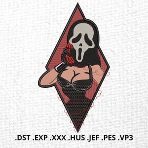 Scream Pin-Up Machine Embroidery Design – 7 Sizes – Halloween Embroidery Files – Instant Download