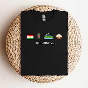 Kurdistan Icons T-Shirt, Kurdish Flag Tee, Middle Eastern Graphic Shirt, Cultural Heritage Top, Patriotic Apparel