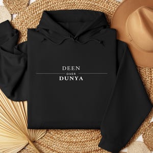 Deen Over Dunya islamisk hoodie: Muslimsk religiös tröja