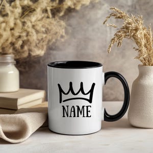 Caneca de café com nome personalizado e coroa - várias cores, nome personalizado, rainha, rei, presente para ela, presente para ele, caneca personalizável