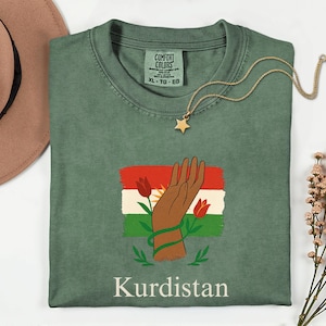 Kurdistan Flag T-shirt, Hand Design Tee, Patriotic Kurdish Shirt, Unisex Graphic Top, Cultural Pride Apparel, Kurdistan, Kurdistan Shirt
