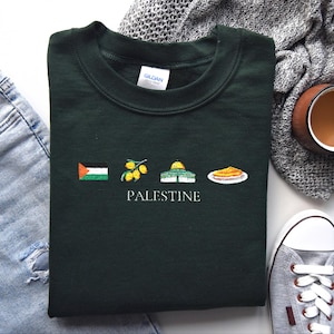 Embroidery Palestine Sweatshirt, Palestinian Flag, Culture Pullover, Stitched Palestine Apparel, Palestine Sweatshirt, Embroidery Sweatshirt