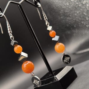drop earrings with carnelian