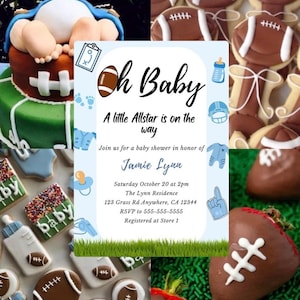 Football Baby Shower Invitation: Editable Template (5x7 inches)