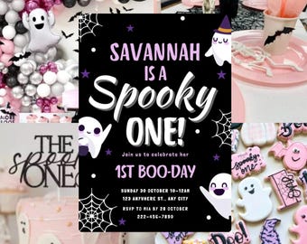 Spooky One First Birthday Invitation: Halloween Theme (Editable Template - Digital Download