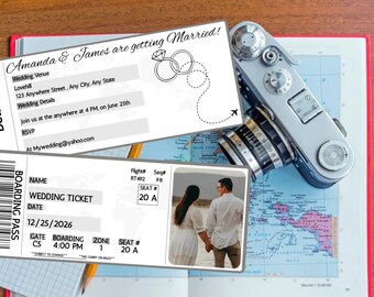 Destination Wedding Boarding Pass Invitation: Photo Template (Digital Download)