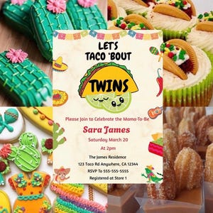 Let’s Taco Bout Twins -Baby Shower Invitation -Taco Theme Baby Shower Invitation-Twins Baby Shower Invite-Editable Template-Instant Download