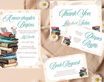 Editable Storybook Baby Shower Invitation Bundle: Canva Templates (Digital Downloads