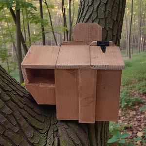 large wood squirrel nesting box squirrel house with predator gaurd for squirrel lovers or multi use wildlife feeder