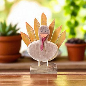 handmade wood turkey thanksgiving decor