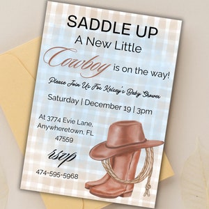 Cowboy Baby Shower Invitation Wild West Theme With Hat, Boots ...