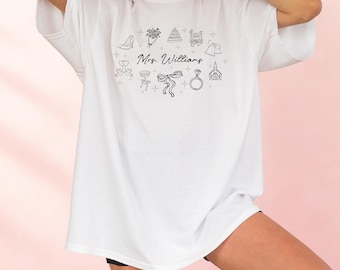 Personalized Honeymoon Shirt Last Name Custom Mrs Travel T Shirt For Honeymoon Airport Outfit For Bride Wedding Gift Idea Newlywed Wifey