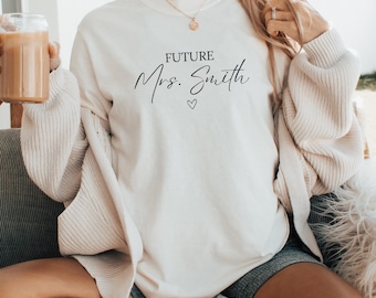 Personalized Future Mrs Shirt Last Name Tee Custom Bride To Be Gift For Bridal Shower Present Engagement Announcement Shirt Fiance Gift Idea