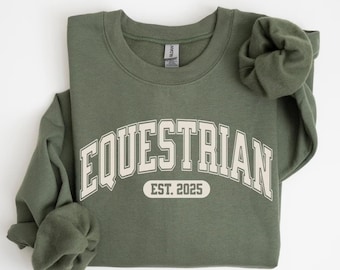 Personalized Equestrian Sweatshirt For Horse Lovers Gift For Horse Owners Customized Equestrian Crewneck Gift For Horse Enthusiasts Crewneck