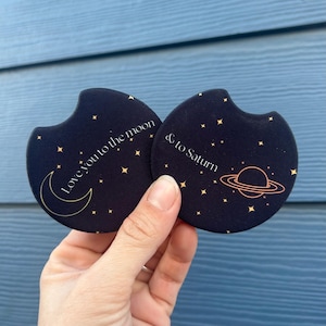 Car Cup Holder Coasters- Love You to the Moon and to Saturn - 2 pack