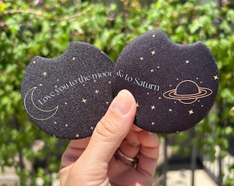 Neoprene Car Cup Holder Coasters- Love You to the Moon and to Saturn - 2 pack