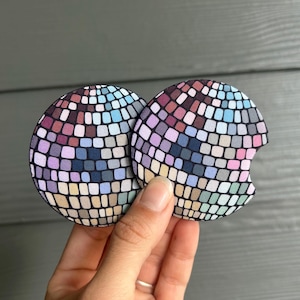 Posavasos de neopreno para portavasos de coche - Bola de discoteca multicolor - Paquete de 2