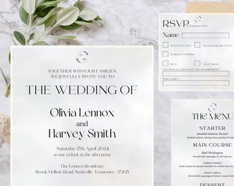 Square Wedding Paper Invitation Collection, E-invite, Template, Canva Easily Editable, Invitations, Save the Date, RSVP, Wedding Stationary